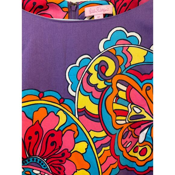 Lilly Pulitzer SHAUNA PRINTED DRESS POP Purple Optical Confusion Size 12 NWT - Picture 5 of 7